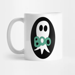 Cute Halloween ghost cartoon with BOO text Mug